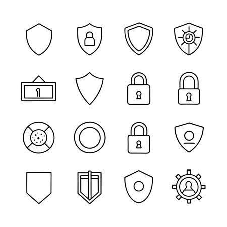 Security &amp; Privacy Icon Set Collection Vector for UI Documents Websites and Mobile Applicationsのイラスト素材