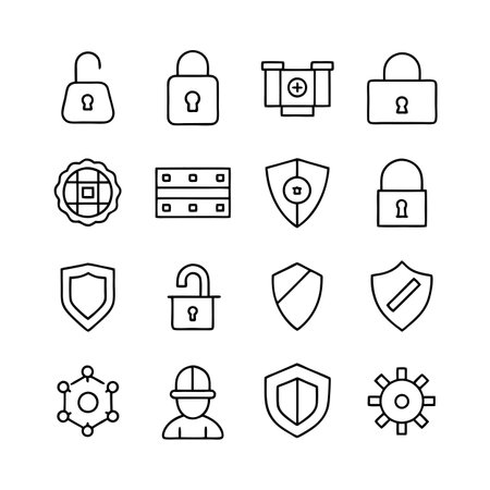 Security &amp; Privacy Icon Set Collection Vector for UI Documents Websites and Mobile Applicationsのイラスト素材