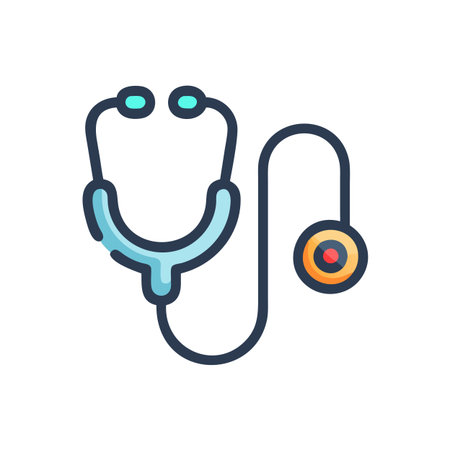 Flat style Stethoscope Icon vector illustration for User Interface documents websites and mobile applicationsのイラスト素材