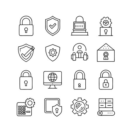 Security &amp; Privacy Icon Set Collection Vector for UI Documents Websites and Mobile Applicationsのイラスト素材