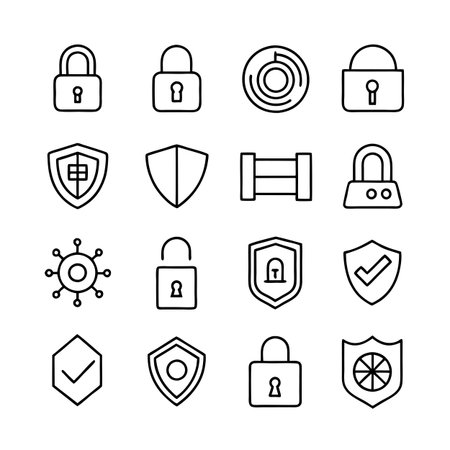 Security &amp; Privacy Icon Set Collection Vector for UI Documents Websites and Mobile Applicationsのイラスト素材