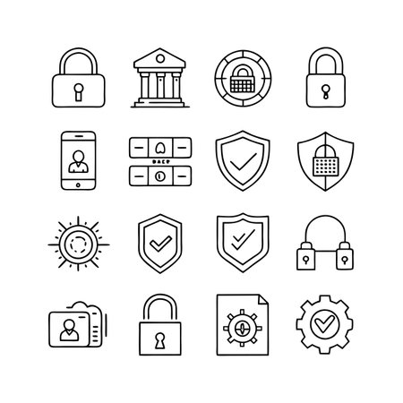 Security &amp; Privacy Icon Set Collection Vector for UI Documents Websites and Mobile Applicationsのイラスト素材