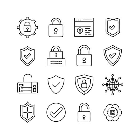 Security &amp; Privacy Icon Set Collection Vector for UI Documents Websites and Mobile Applicationsのイラスト素材