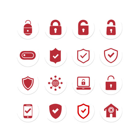Security &amp; Privacy Icon Set Collection Vector for UI Documents Websites and Mobile Applicationsのイラスト素材