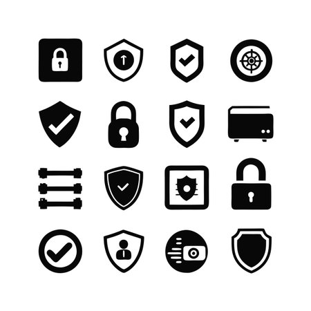 Security &amp; Privacy Icon Set Collection Vector for UI Documents Websites and Mobile Applicationsのイラスト素材