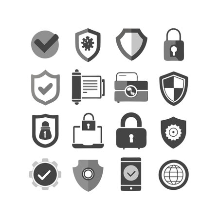 Security &amp; Privacy Icon Set Collection Vector for UI Documents Websites and Mobile Applicationsのイラスト素材