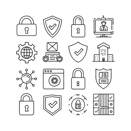 Security &amp; Privacy Icon Set Collection Vector for UI Documents Websites and Mobile Applicationsのイラスト素材