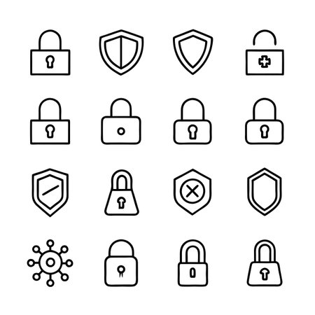 Security &amp; Privacy Icon Set Collection Vector for UI Documents Websites and Mobile Applicationsのイラスト素材