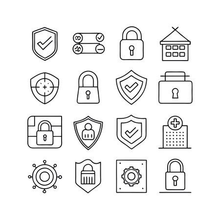 Security &amp; Privacy Icon Set Collection Vector for UI Documents Websites and Mobile Applicationsのイラスト素材