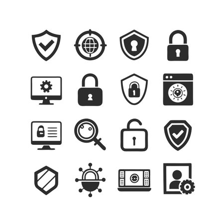 Security &amp; Privacy Icon Set Collection Vector for UI Documents Websites and Mobile Applicationsのイラスト素材