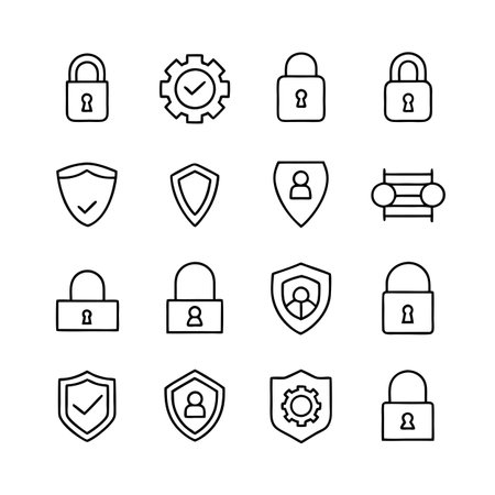 Security &amp; Privacy Icon Set Collection Vector for UI Documents Websites and Mobile Applicationsのイラスト素材