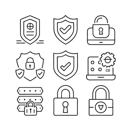 Security &amp; Privacy Icon Set Collection Vector for UI Documents Websites and Mobile Applicationsのイラスト素材