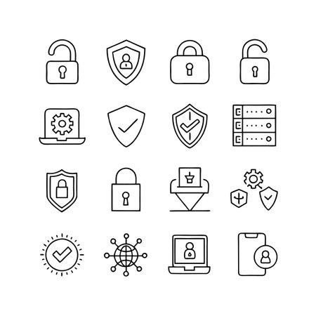 Security &amp; Privacy Icon Set Collection Vector for UI Documents Websites and Mobile Applicationsのイラスト素材