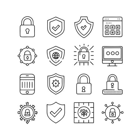 Security &amp; Privacy Icon Set Collection Vector for UI Documents Websites and Mobile Applicationsのイラスト素材