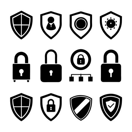 Security &amp; Privacy Icon Set Collection Vector for UI Documents Websites and Mobile Applicationsのイラスト素材