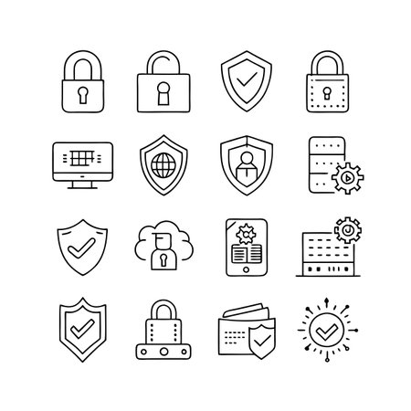 Security &amp; Privacy Icon Set Collection Vector for UI Documents Websites and Mobile Applicationsのイラスト素材