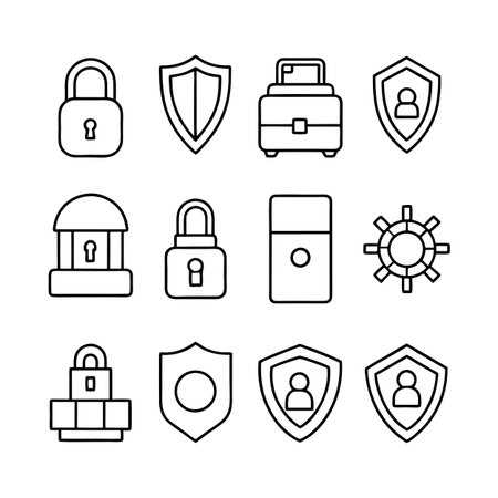 Security &amp; Privacy Icon Set Collection Vector for UI Documents Websites and Mobile Applicationsのイラスト素材