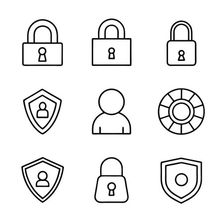 Security &amp; Privacy Icon Set Collection Vector for UI Documents Websites and Mobile Applicationsのイラスト素材