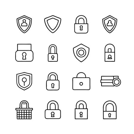 Security &amp; Privacy Icon Set Collection Vector for UI Documents Websites and Mobile Applicationsのイラスト素材