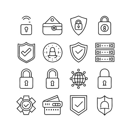 Security &amp; Privacy Icon Set Collection Vector for UI Documents Websites and Mobile Applicationsのイラスト素材
