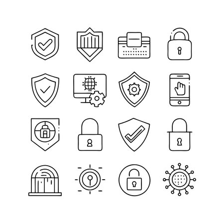 Security &amp; Privacy Icon Set Collection Vector for UI Documents Websites and Mobile Applicationsのイラスト素材