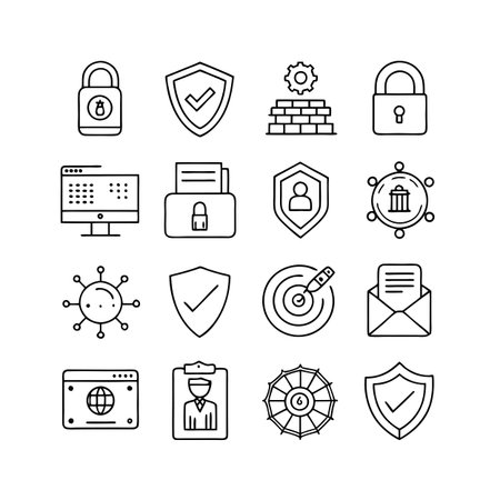 Security &amp; Privacy Icon Set Collection Vector for UI Documents Websites and Mobile Applicationsのイラスト素材