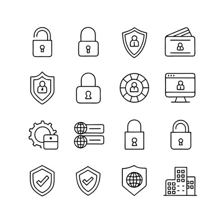 Security &amp; Privacy Icon Set Collection Vector for UI Documents Websites and Mobile Applicationsのイラスト素材