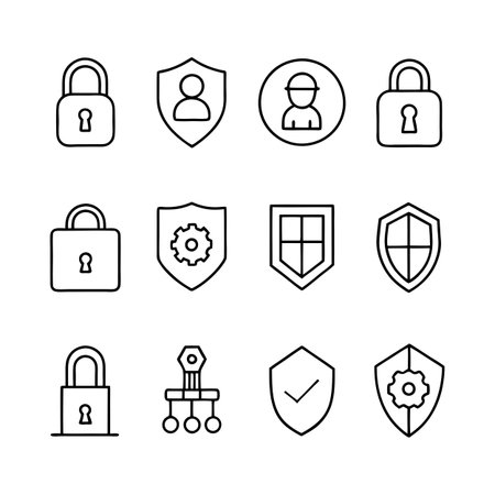 Security &amp; Privacy Icon Set Collection Vector for UI Documents Websites and Mobile Applicationsのイラスト素材