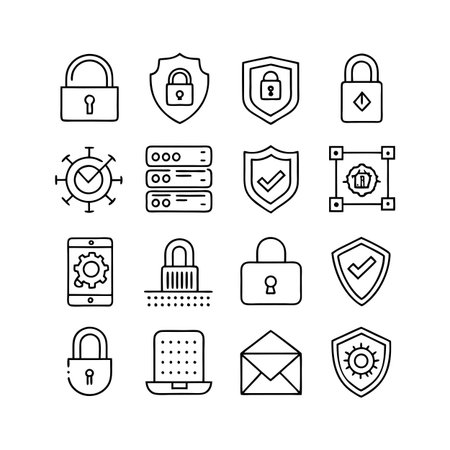 Security &amp; Privacy Icon Set Collection Vector for UI Documents Websites and Mobile Applicationsのイラスト素材