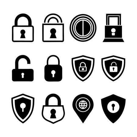 Security &amp; Privacy Icon Set Collection Vector for UI Documents Websites and Mobile Applicationsのイラスト素材