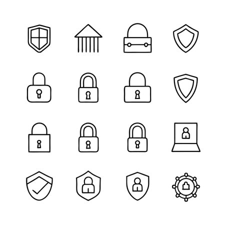 Security &amp; Privacy Icon Set Collection Vector for UI Documents Websites and Mobile Applicationsのイラスト素材