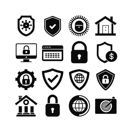 Security &amp; Privacy Icon Set Collection Vector for UI Documents Websites and Mobile Applicationsのイラスト素材