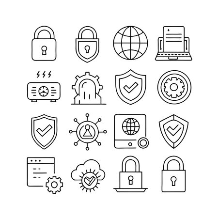 Security &amp; Privacy Icon Set Collection Vector for UI Documents Websites and Mobile Applicationsのイラスト素材