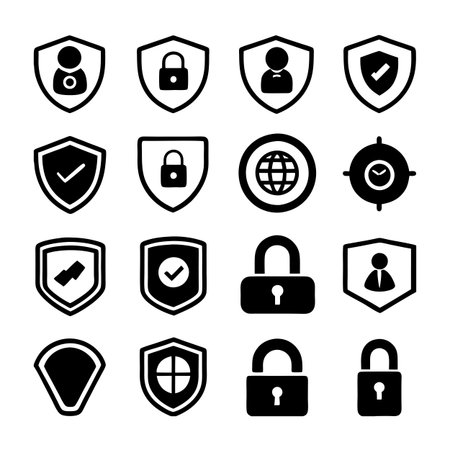 Security &amp; Privacy Icon Set Collection Vector for UI Documents Websites and Mobile Applicationsのイラスト素材
