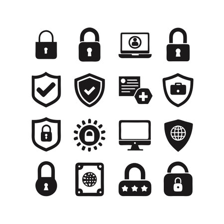 Security &amp; Privacy Icon Set Collection Vector for UI Documents Websites and Mobile Applicationsのイラスト素材