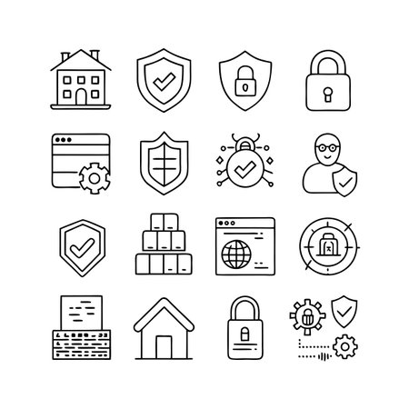 Security &amp; Privacy Icon Set Collection Vector for UI Documents Websites and Mobile Applicationsのイラスト素材