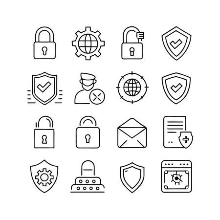 Security &amp; Privacy Icon Set Collection Vector for UI Documents Websites and Mobile Applicationsのイラスト素材