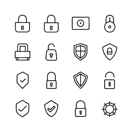 Security &amp; Privacy Icon Set Collection Vector for UI Documents Websites and Mobile Applicationsのイラスト素材