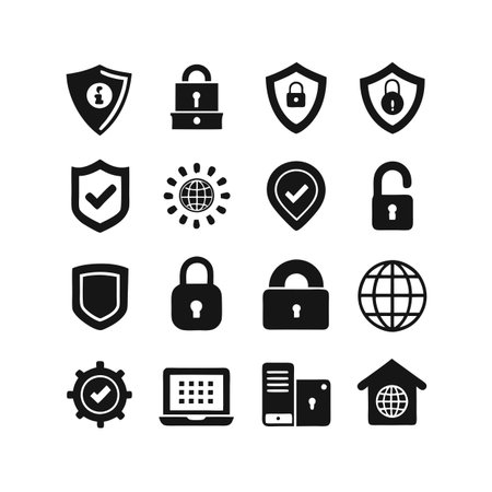 Security &amp; Privacy Icon Set Collection Vector for UI Documents Websites and Mobile Applicationsのイラスト素材