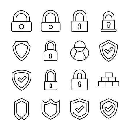 Security &amp; Privacy Icon Set Collection Vector for UI Documents Websites and Mobile Applicationsのイラスト素材