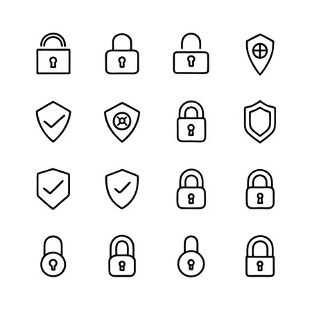 Security &amp; Privacy Icon Set Collection Vector for UI Documents Websites and Mobile Applicationsのイラスト素材