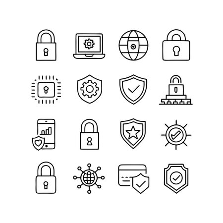 Security &amp; Privacy Icon Set Collection Vector for UI Documents Websites and Mobile Applicationsのイラスト素材