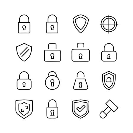 Security &amp; Privacy Icon Set Collection Vector for UI Documents Websites and Mobile Applicationsのイラスト素材