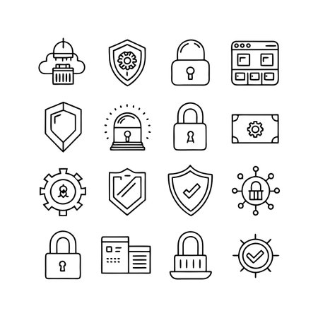 Security &amp; Privacy Icon Set Collection Vector for UI Documents Websites and Mobile Applicationsのイラスト素材