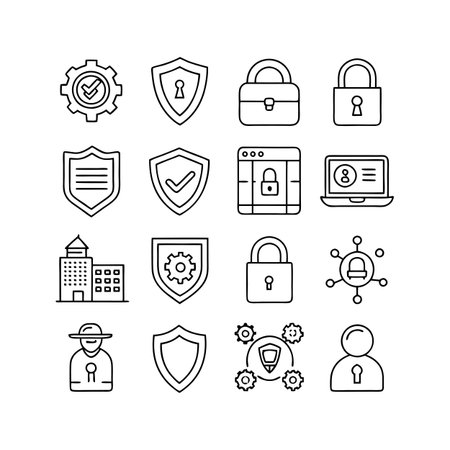 Security &amp; Privacy Icon Set Collection Vector for UI Documents Websites and Mobile Applicationsのイラスト素材