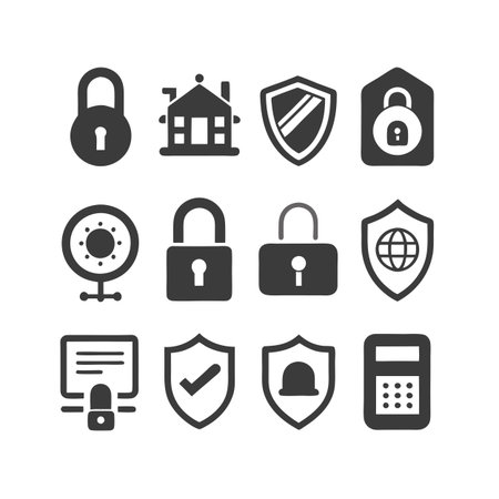 Security &amp; Privacy Icon Set Collection Vector for UI Documents Websites and Mobile Applicationsのイラスト素材