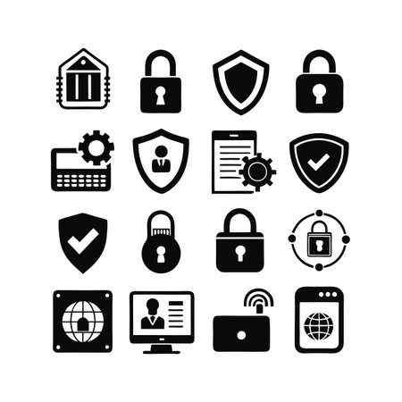 Security &amp; Privacy Icon Set Collection Vector for UI Documents Websites and Mobile Applicationsのイラスト素材