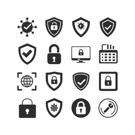 Security &amp; Privacy Icon Set Collection Vector for UI Documents Websites and Mobile Applicationsのイラスト素材