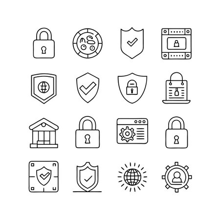 Security &amp; Privacy Icon Set Collection Vector for UI Documents Websites and Mobile Applicationsのイラスト素材