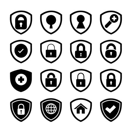 Security &amp; Privacy Icon Set Collection Vector for UI Documents Websites and Mobile Applicationsのイラスト素材
